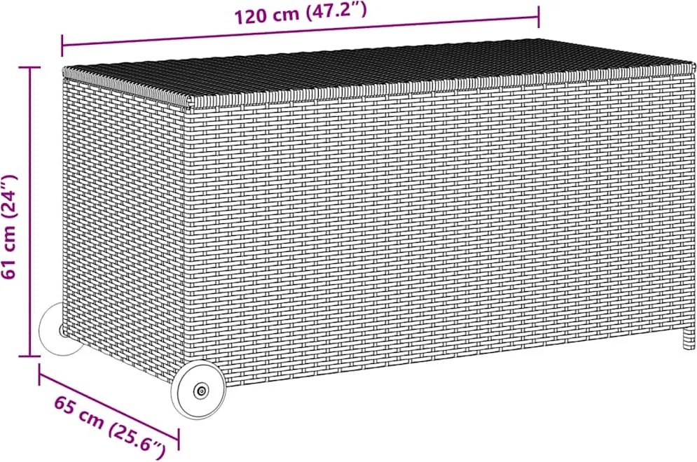 Fekete Polyrattan Kerti Tárolóláda 120 X 65 X 61 Cm