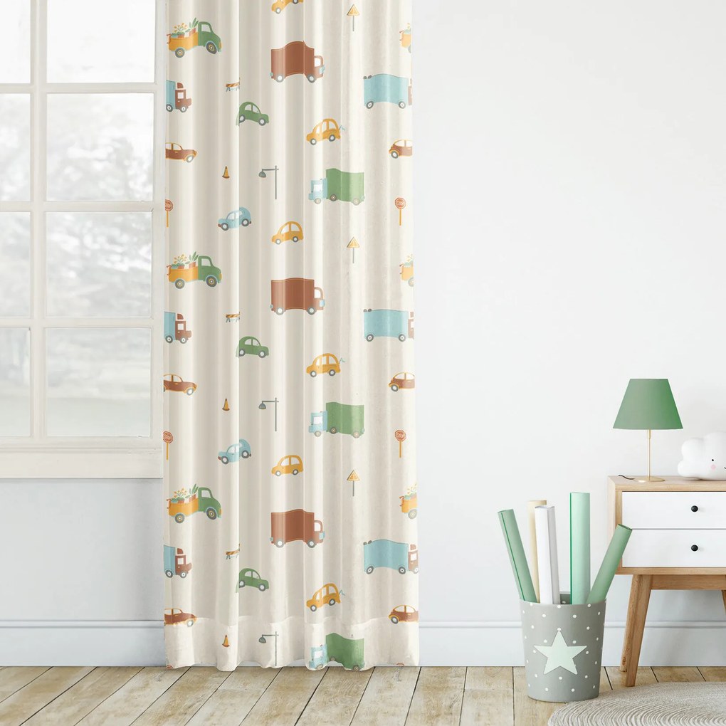 Goldea gyerek pamut függöny - az autók világa 280x150 cm