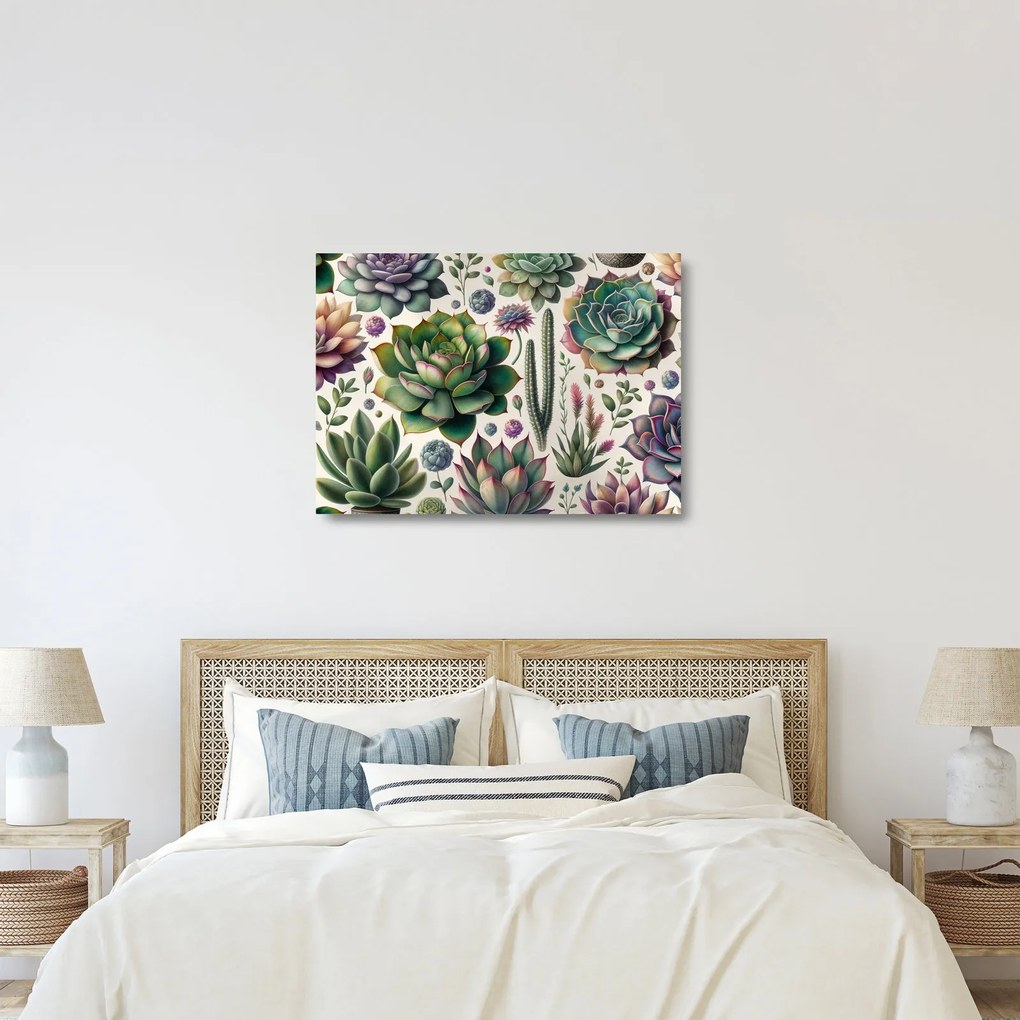 Üveg kép - Pozsgás növények (70x50 cm)