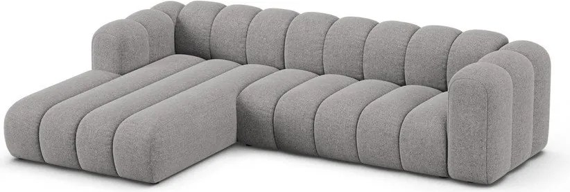 Szürke zsenília sarokkanapé (bal oldali-heverő résszel) Lupine – Micadoni