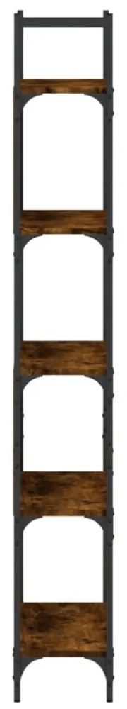 5 szintes füstös tölgy szerelt fa könyvespolc 60,5x24x166,5 cm