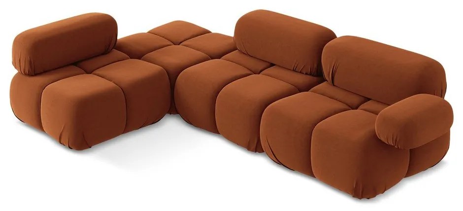 Narancssárga bársony moduláris sarokkanapé (bal oldali) Lokua – Makamii