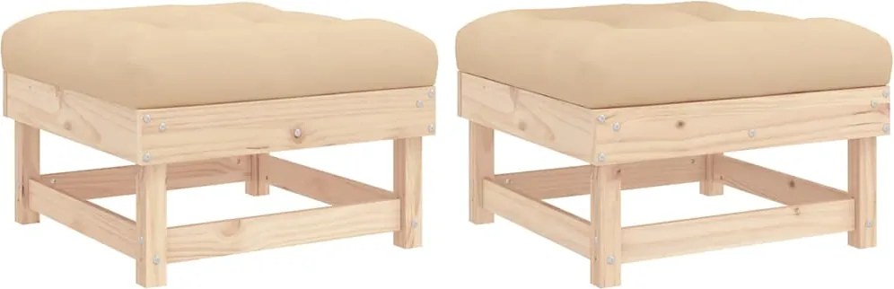 vidaXL 2 db tömör fenyőfa kerti lábzsámoly párnával