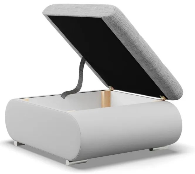 Tokio puff, fonott + műbőr, szürke - fehér