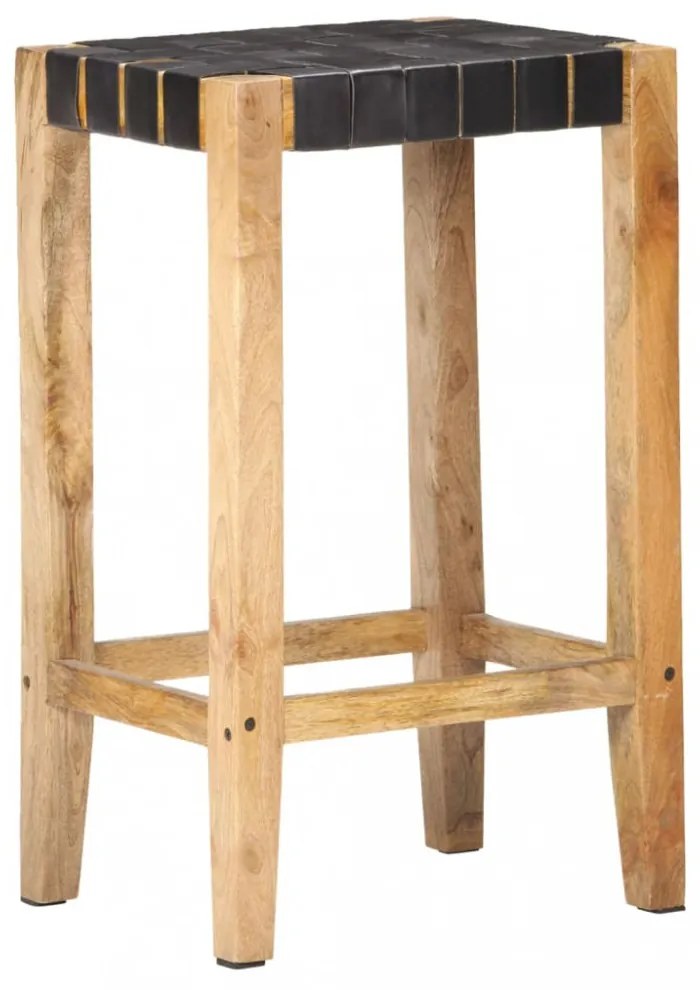 2 db fekete valódi bőr bárszék 75 cm