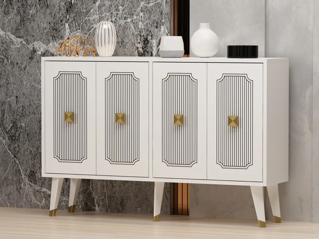 Derasi komód, fehér-arany, 120 cm