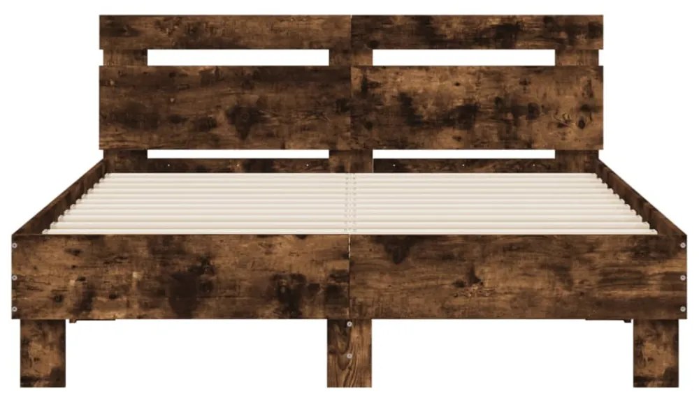 füstös tölgy színű ágykeret fejtámlával és LED-del 120x190 cm