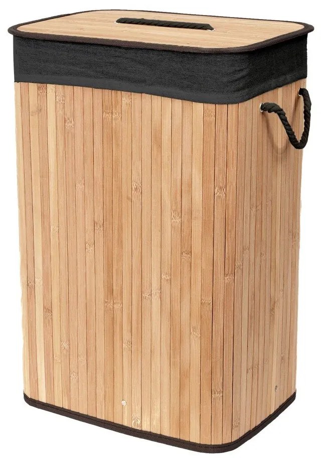Fekete-natúr színű bambusz szennyeskosár 78 l Bamboo – Compactor