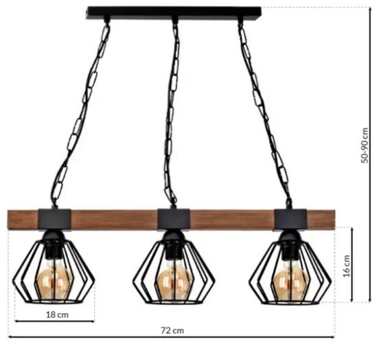 Csillár láncon ULF 3xE27/60W/230V