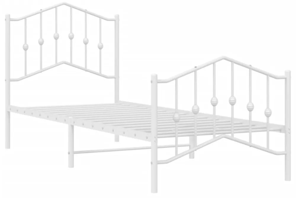 fehér fém ágykeret fej- és lábtámlával 80 x 200 cm