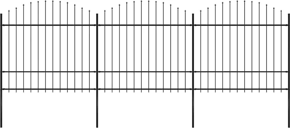 vidaXL fekete acélkerítés lándzsás tetejű 537 x 175 cm