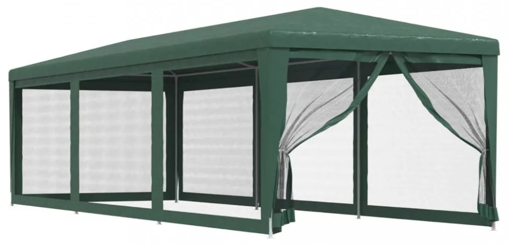 zöld HDPE rendezvénysátor 8 hálós oldalfallal 3x9 m