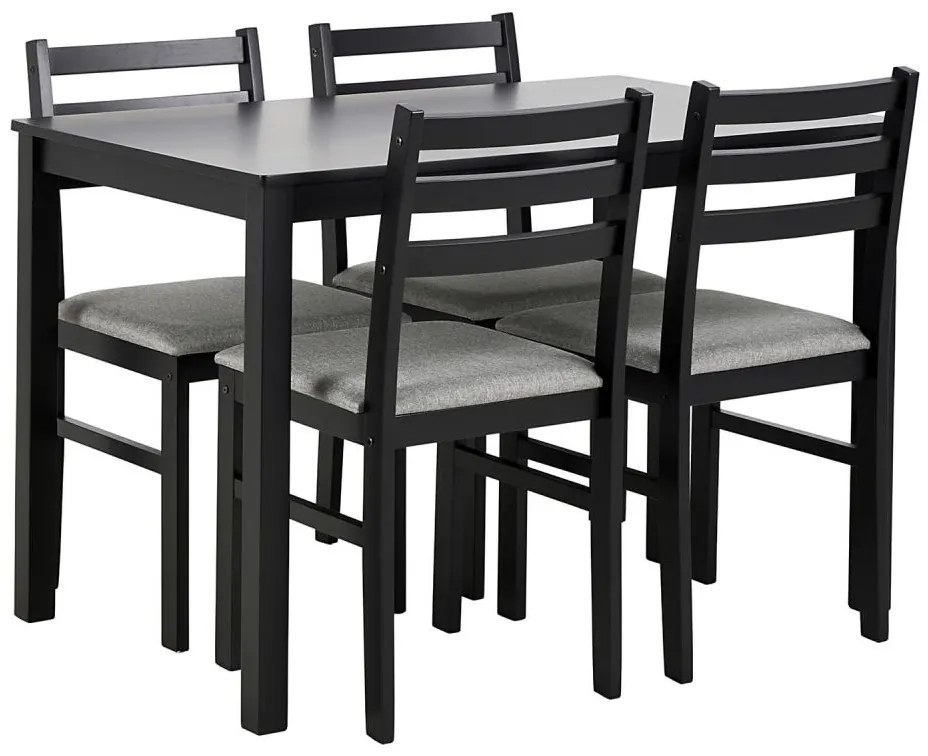 EMILY fekete étkezőgarnitúra – asztal és 4 db szék