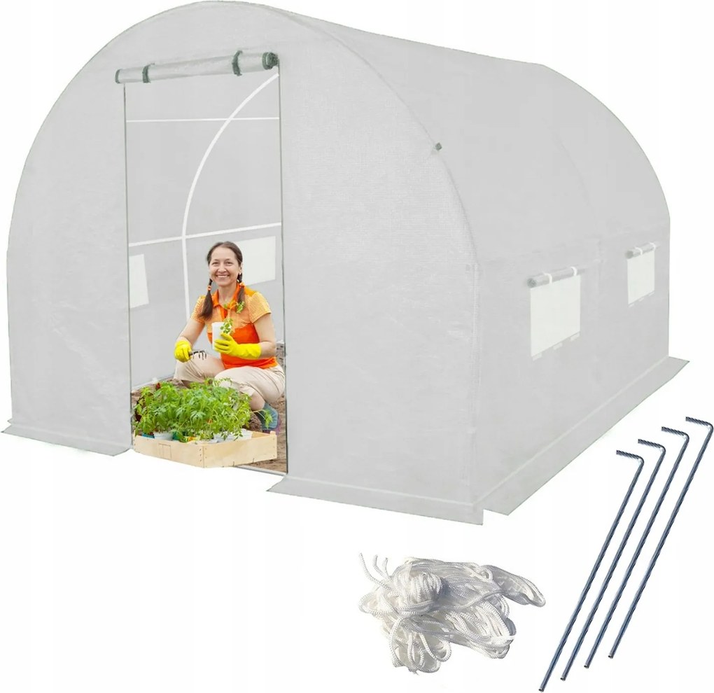 Fóliaalagút Üvegház 2x2m Prémium Pe hálóval 4m2 Fehér cső 19mm