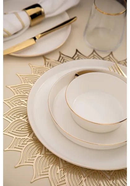 26 darabos porcelán étkészlet, fehér/arany