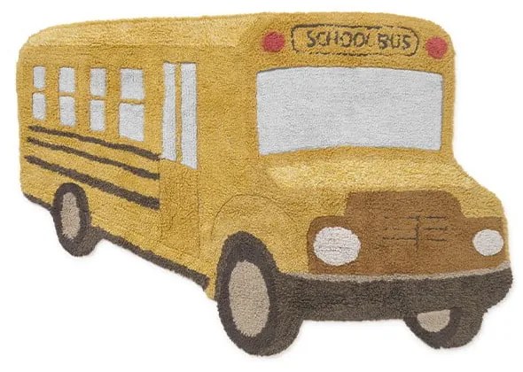 Okkersárga mosható-kézi szövésű pamut gyerek szőnyeg 90x130 cm School Bus – Lorena Canals