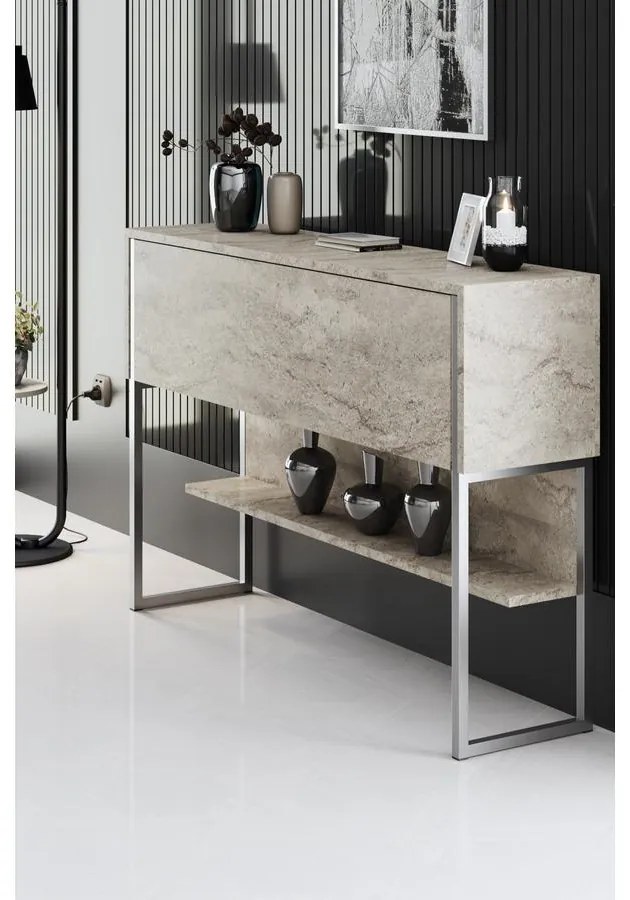 Komód Luxe - Travertine, Silver