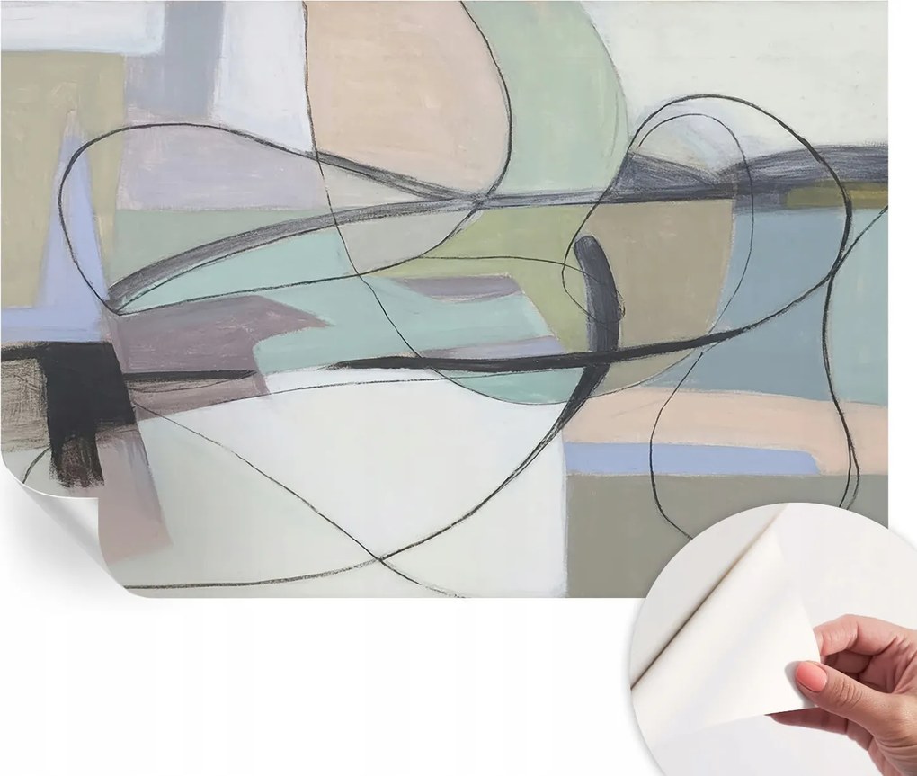 Design fali fotótapéta öntapadós vonalak pasztell 104x70 cm