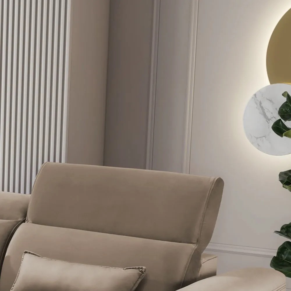 Világosbarna bársony kinyitható-tárolóhelyes sarokkanapé (bal oldali-heverő résszel) Foble – ELTAP