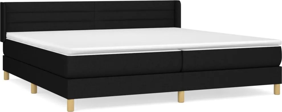 vidaXL fekete szövet rugós ágy matraccal 200 x 200 cm
