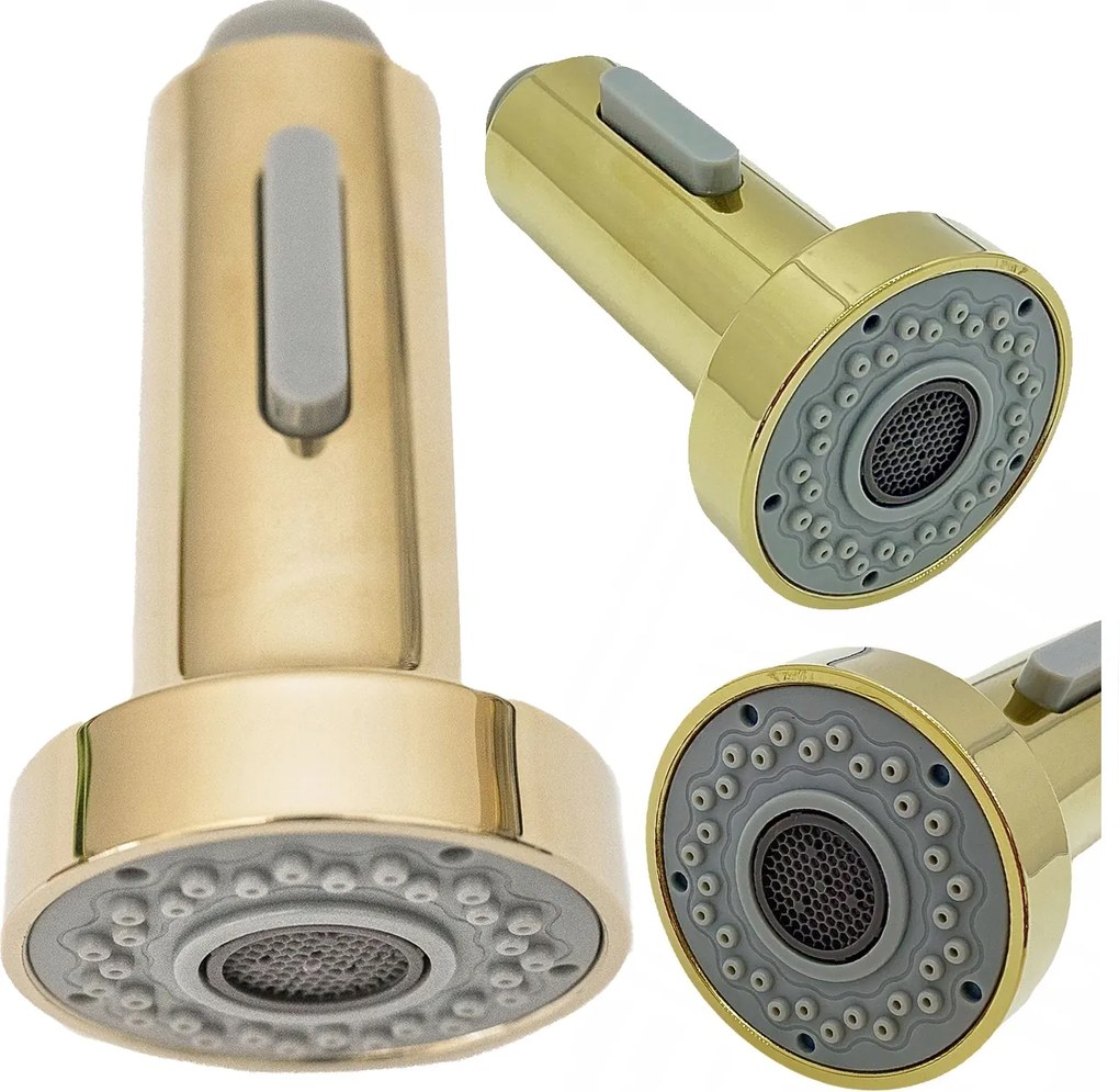 Csaptelepfej Konyhai Akkumulátorhoz Kihúzható Csővel Arany Végződés 2 Funkció