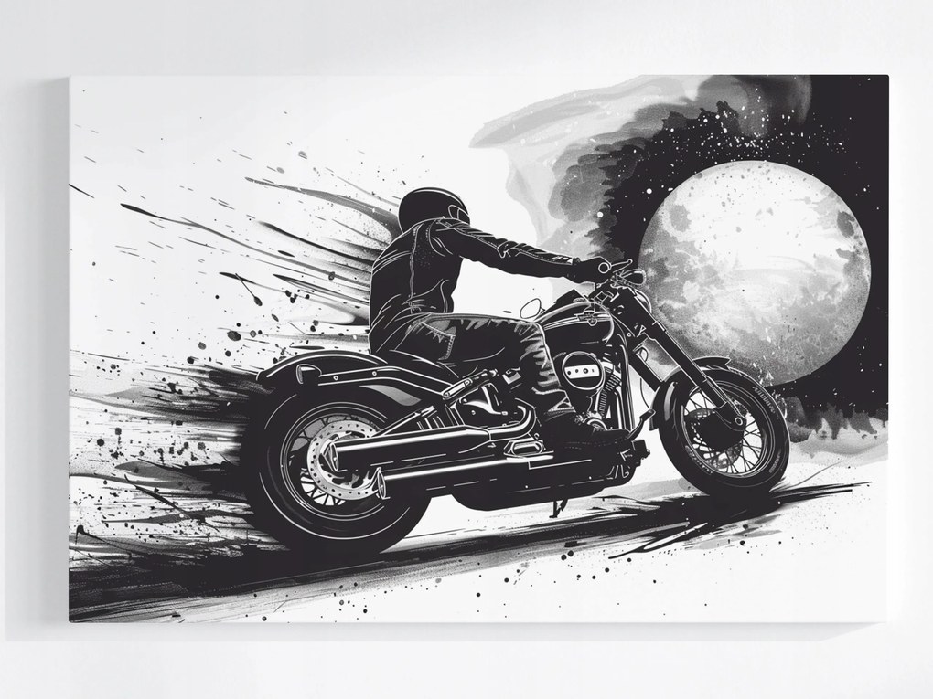 Poszter Grafika Rajz Motor Motorkerékpár Hold B&amp;w 120x80