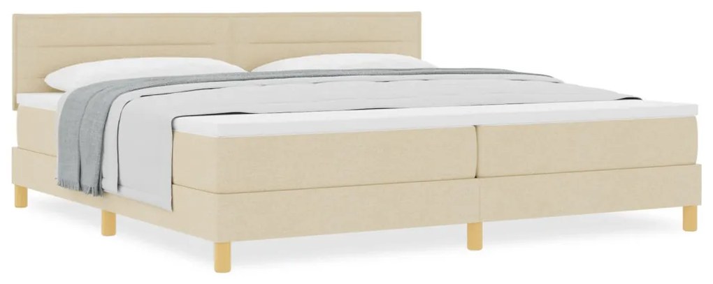 Box Spring Ágy Matraccal Krém 200x200 cm Szövet