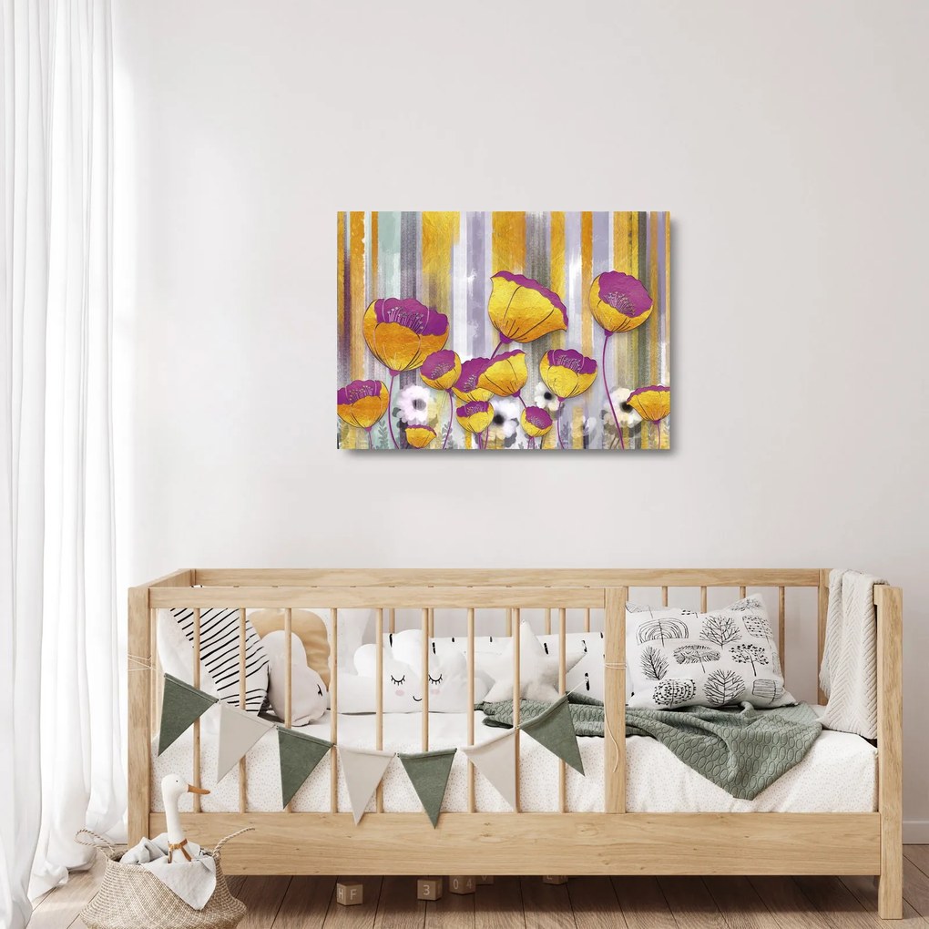 Kép - Virágok illusztrációja (üvegen) (70x50 cm)