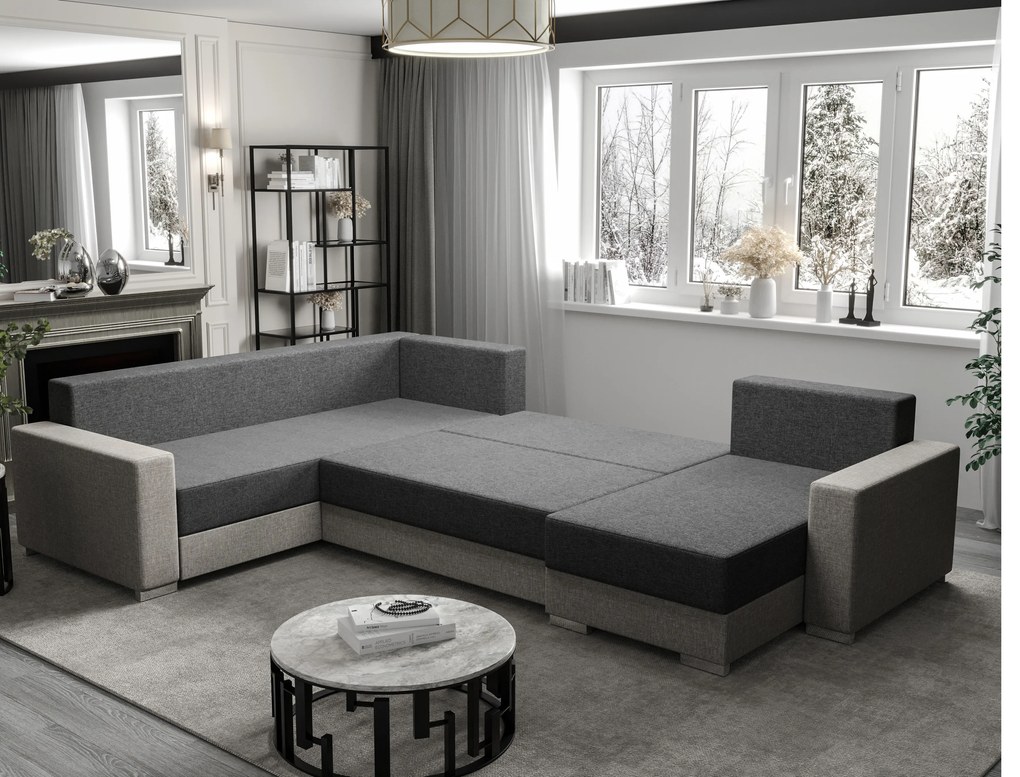 U alakú sarokkanapé Glide 3 (szürke + fekete) (B). 1057115