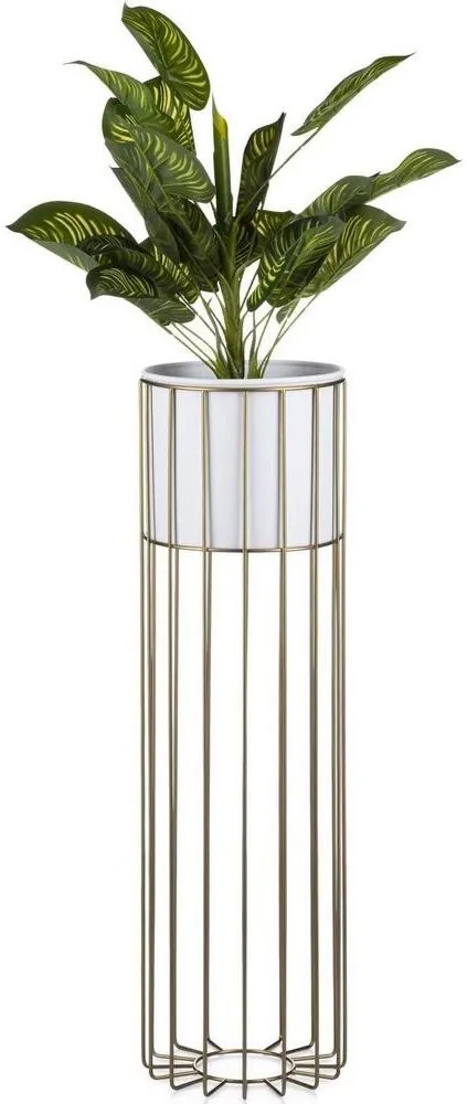Fém virágcserép LOFT 70x20 cm arany/fehér