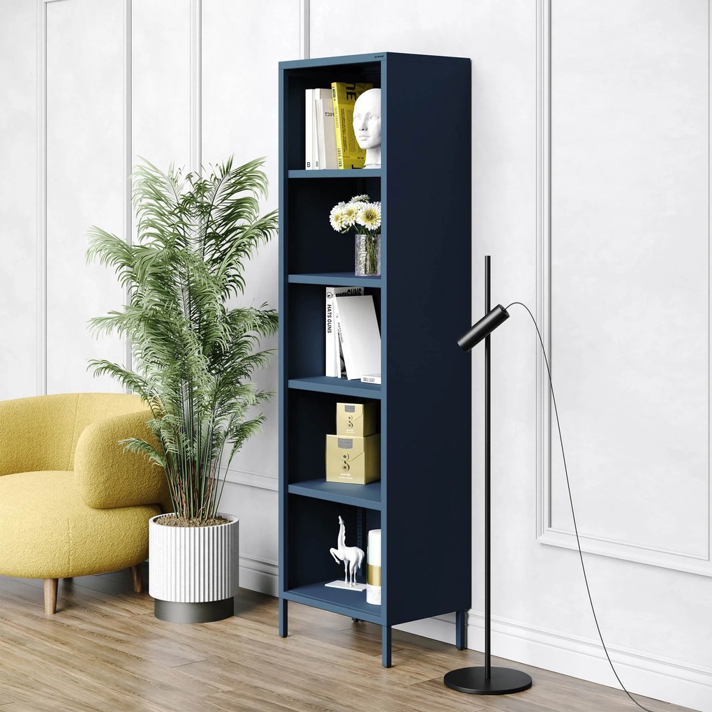 Könyvespolc MARIO, 500 x 1800 x 350 mm, Modern: sötétkék