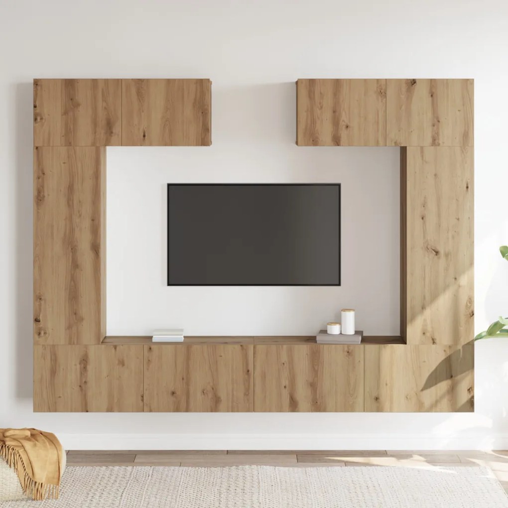 6 darabos TV szekrény szett Artisan tölgyből, forgácslap
