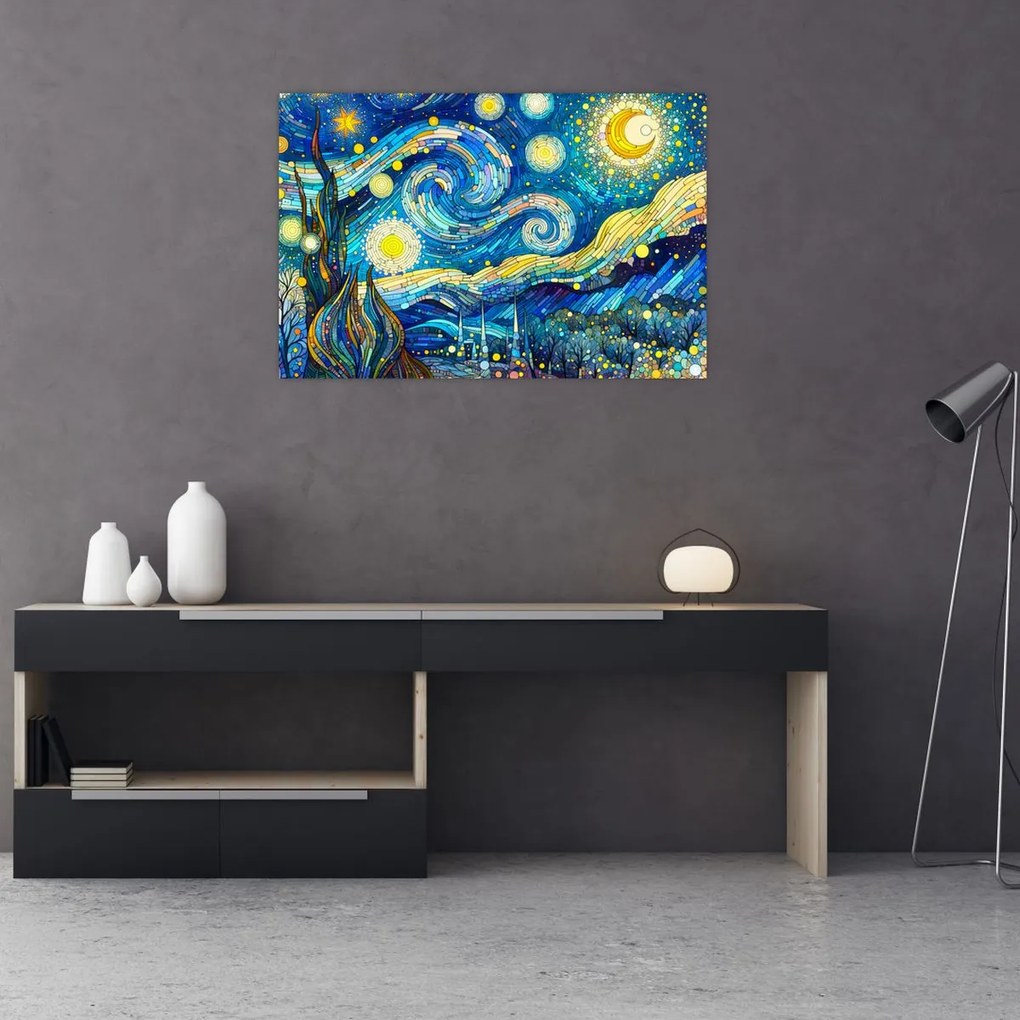 Kép – Csillagos éjszaka mozaikja (90x60 cm)