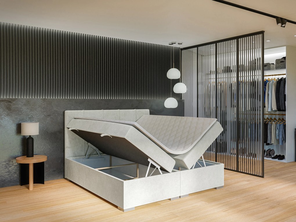 Franciaágy Boxspring 160 cm Ruffy (világosszürke) (matraccal és tárolóhellyel). Akció -17%. 1043447