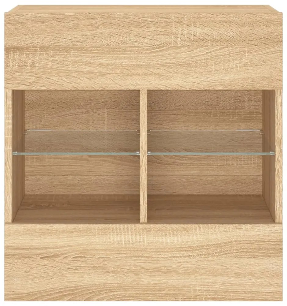 sonoma tölgy színű fali TV-szekrény LED-del 58,5x30x60,5 cm