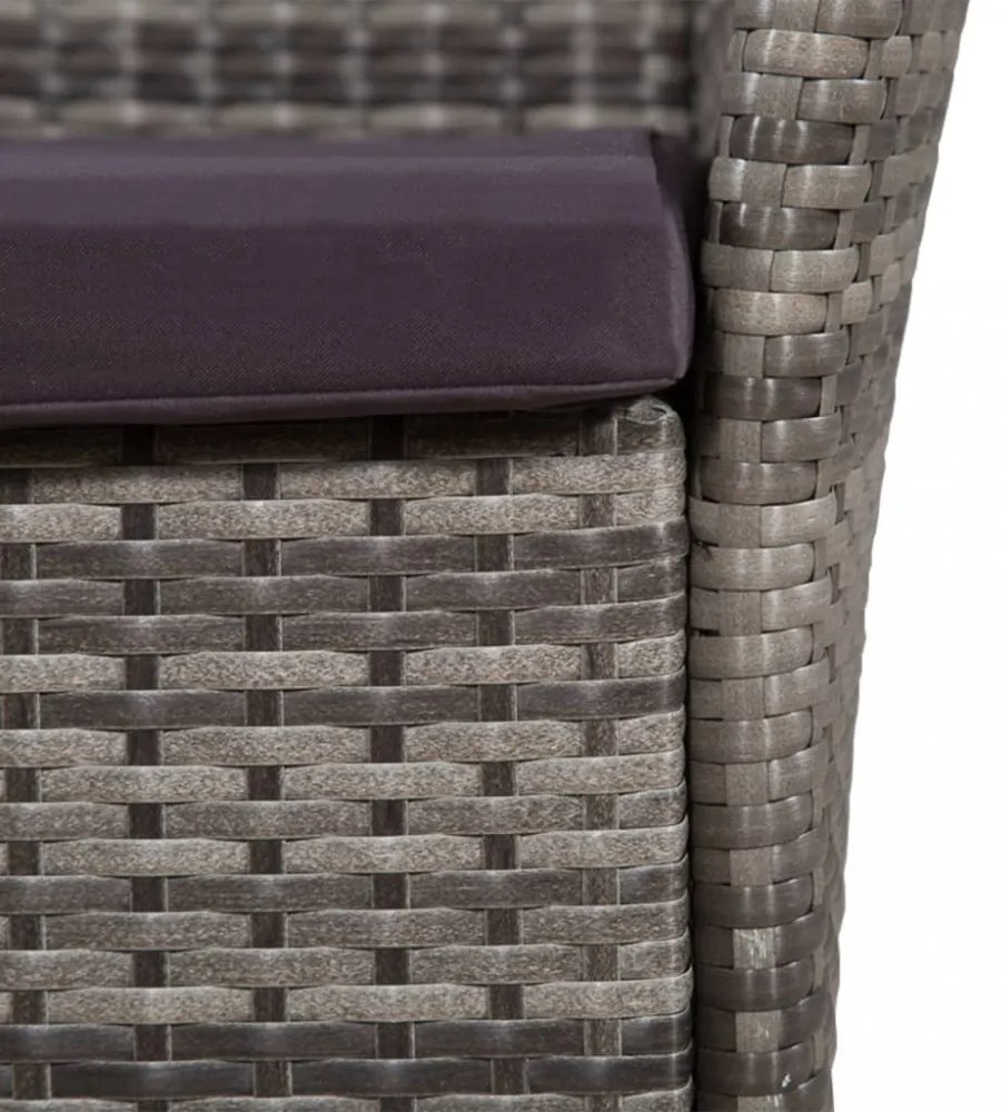 9-részes szürke kültéri polyrattan étkezőszett párnákkal