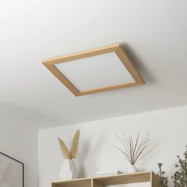 Brilagi - LED Dimmelhető lámpa SLIMFRAME WOOD LED/36W/230V 49,5x49,5 cm + távirányító