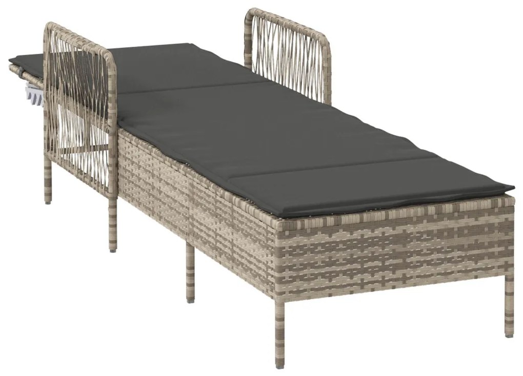 Napágy Világosszürke PE rattan 157 x 55 x 92 cm Összecsukható