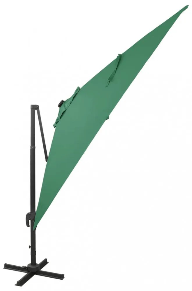 zöld konzolos napernyő rúddal és LED-fényekkel 300 cm