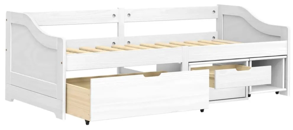 IRUN fehér tömör fenyőfa kanapéágy 3 fiókkal 90 x 200 cm