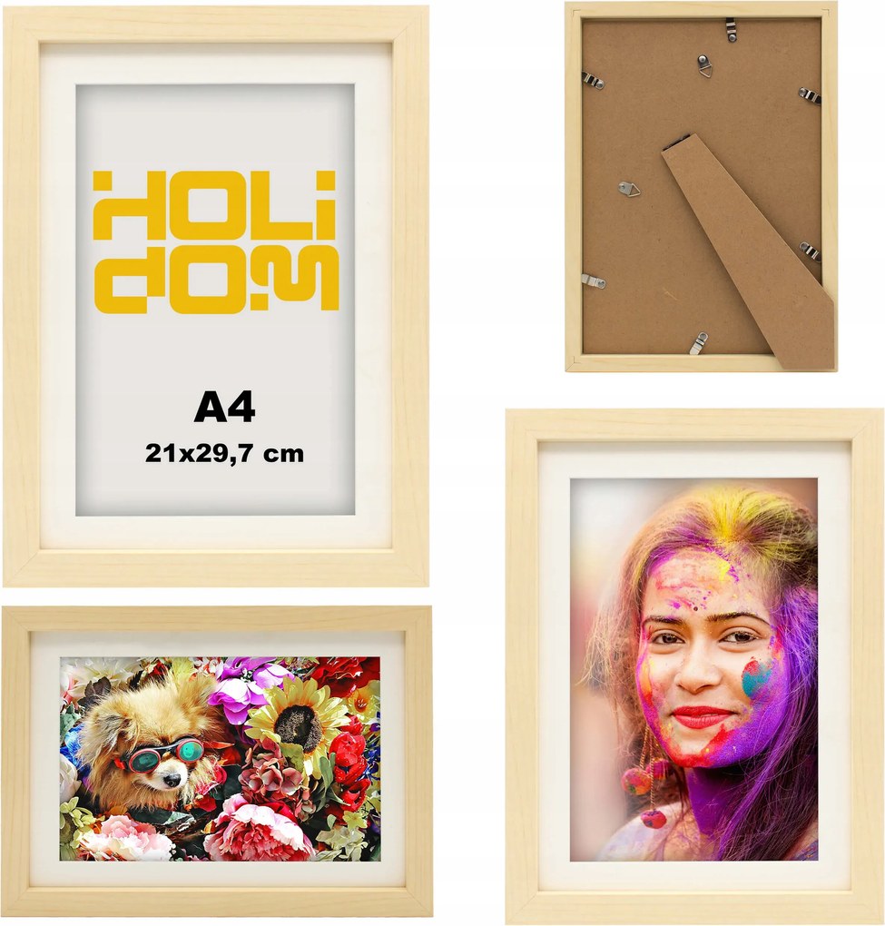 Képkeret A4 Fa Fotó Oklevél Keret Függő Álló 21x29,7