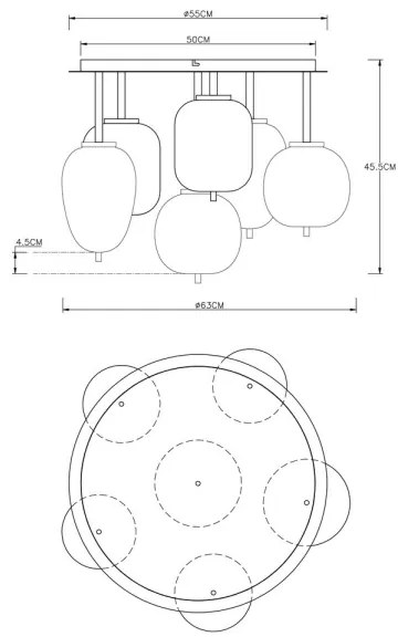 Globo 15345-6D - Felületre szerelhető csillár BLACKY 6xE14/40W/230V fekete