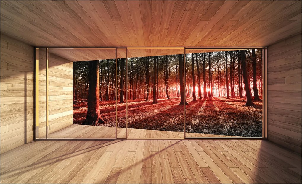 Tapéta Erdei sarok ablak a természet skandináv stílus 254x184 vinil +ragasztó