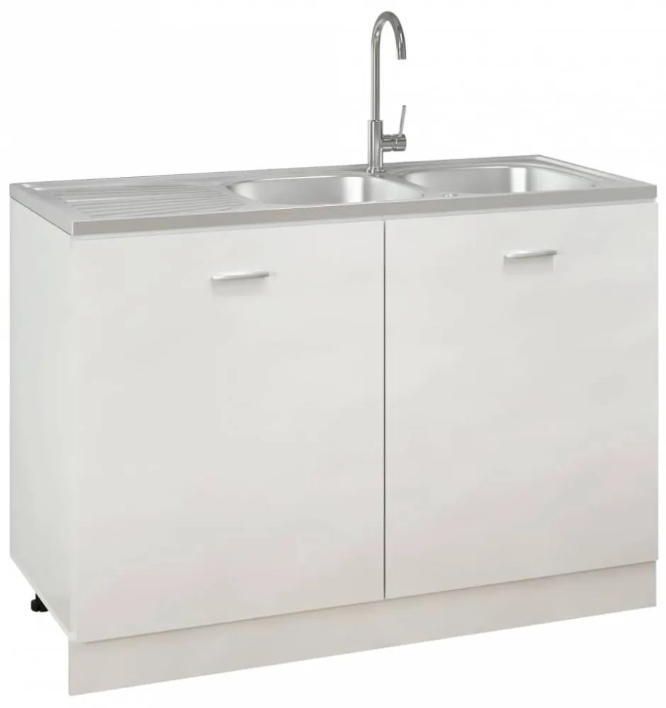 Ezüst rozsdamentes acél kétmedencés mosogató 1200x600x155 mm