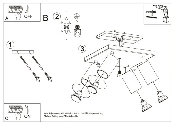 Brilagi -  LED Spotlámpa ASMUS 4xGU10/7W/230V fekete