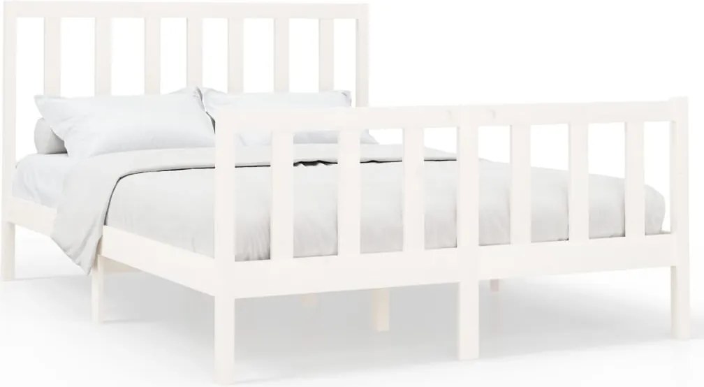 vidaXL fehér tömör fenyőfa ágy matrac nélkül 140 x 200 cm