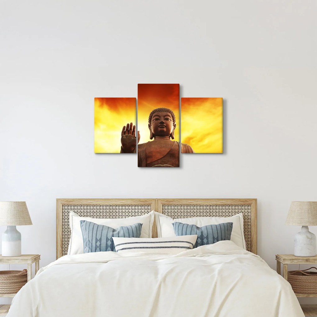 Kép - Buddha piros és sárga háttérrel (90x60 cm)