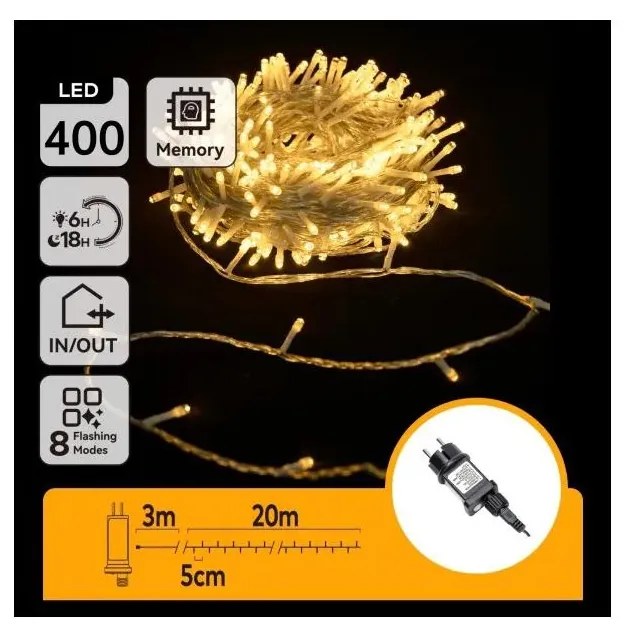 Aigostar - LED kültéri karácsonyi fényfüzér 400xLED/6W/230V 20m IP44 meleg fehér