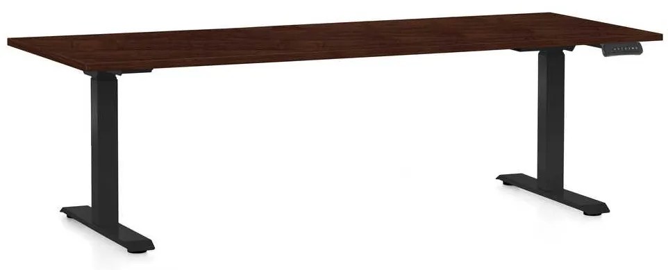 OfficeTech C állítható magasságú asztal, 200 x 80 cm, fekete alap, wenge