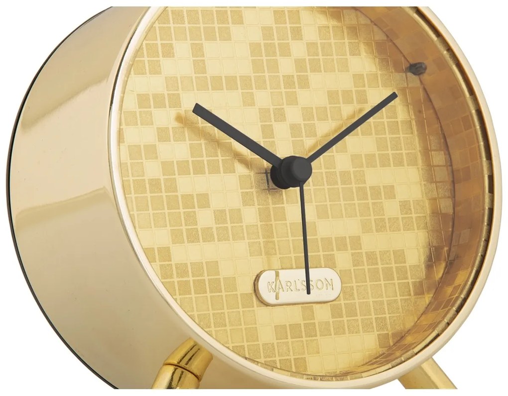 Karlsson 6004GD design ébresztőóra arany, 11 cm átmérővel